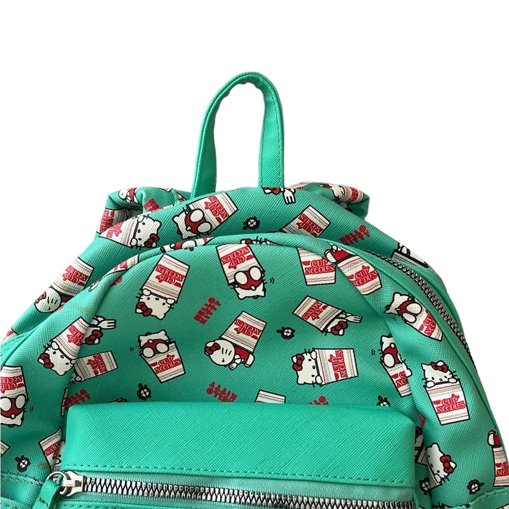 Hello Kitty | Cup Noodles green faux leather graphic small backpack